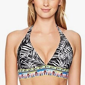 NWT JAG Tropical Palm‎ Navy Halter Bikini Top